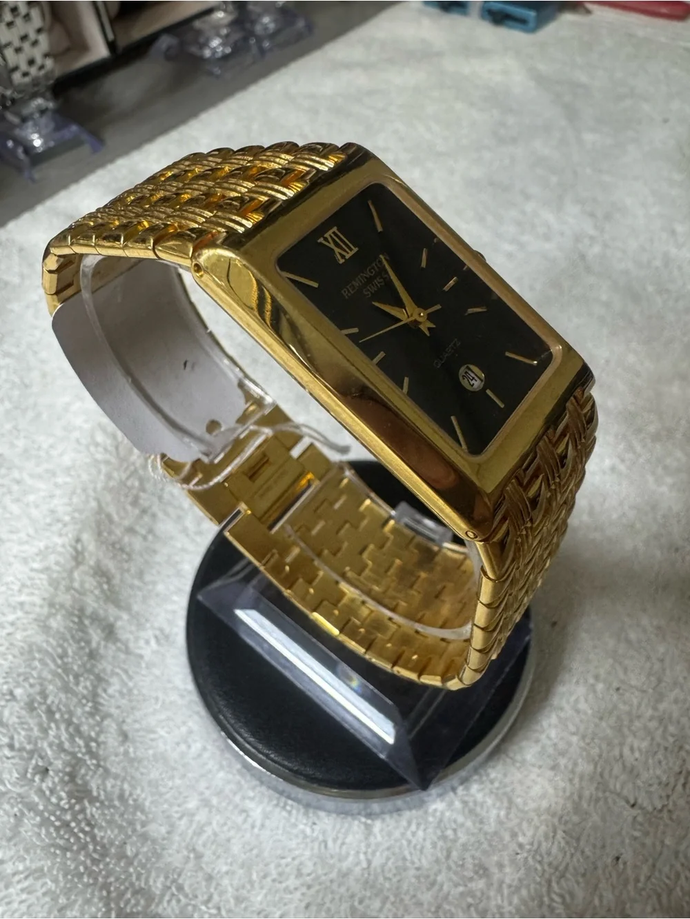 Remington Gold and Black Rectangular Men's Dress Watch